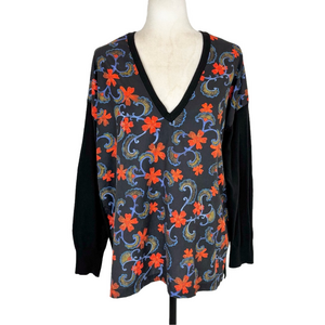 Zara floral fabric and knit top